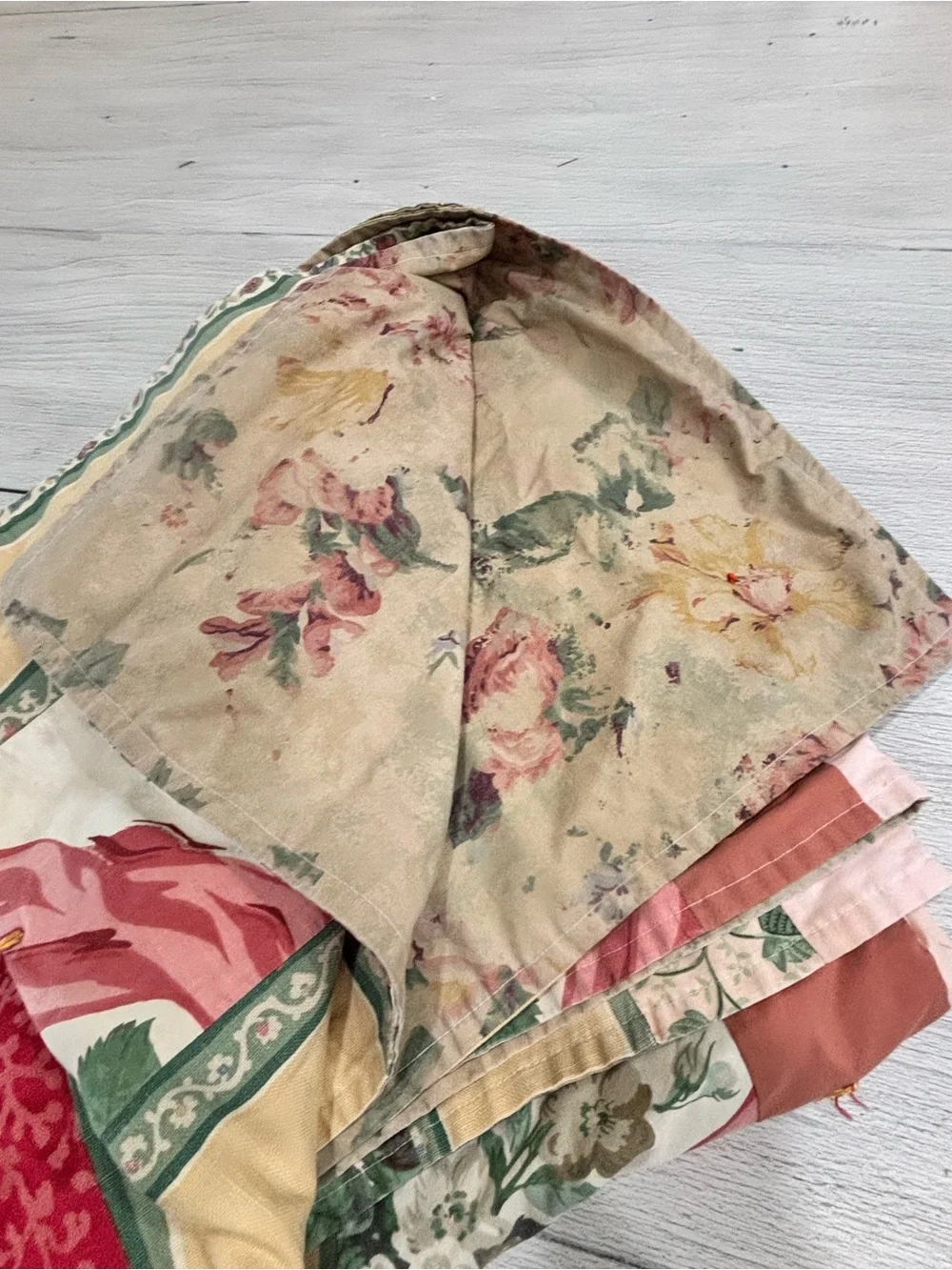 Vintage OOAK Hand Sewn Striped Thin Quilt No Batting Lightweight Shabby 60”X80”